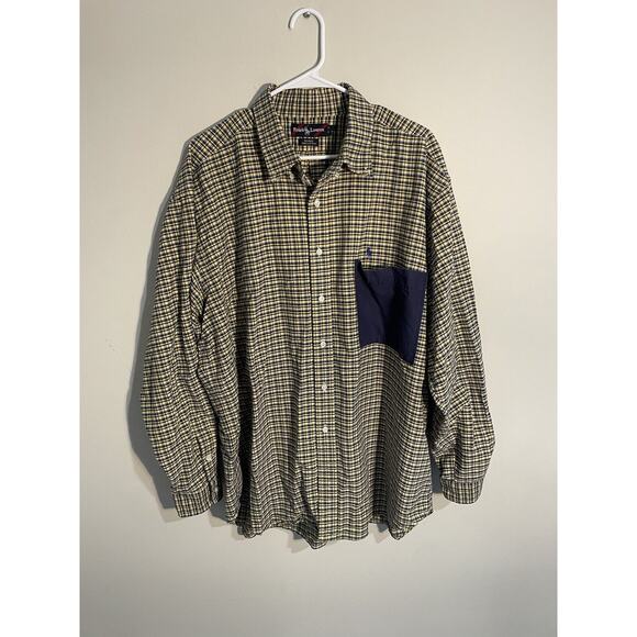 Ralph Lauren Shirt Mens 2XL Blue Yellow Plaid Blake Business Casual Button Down - Picture 1 of 7